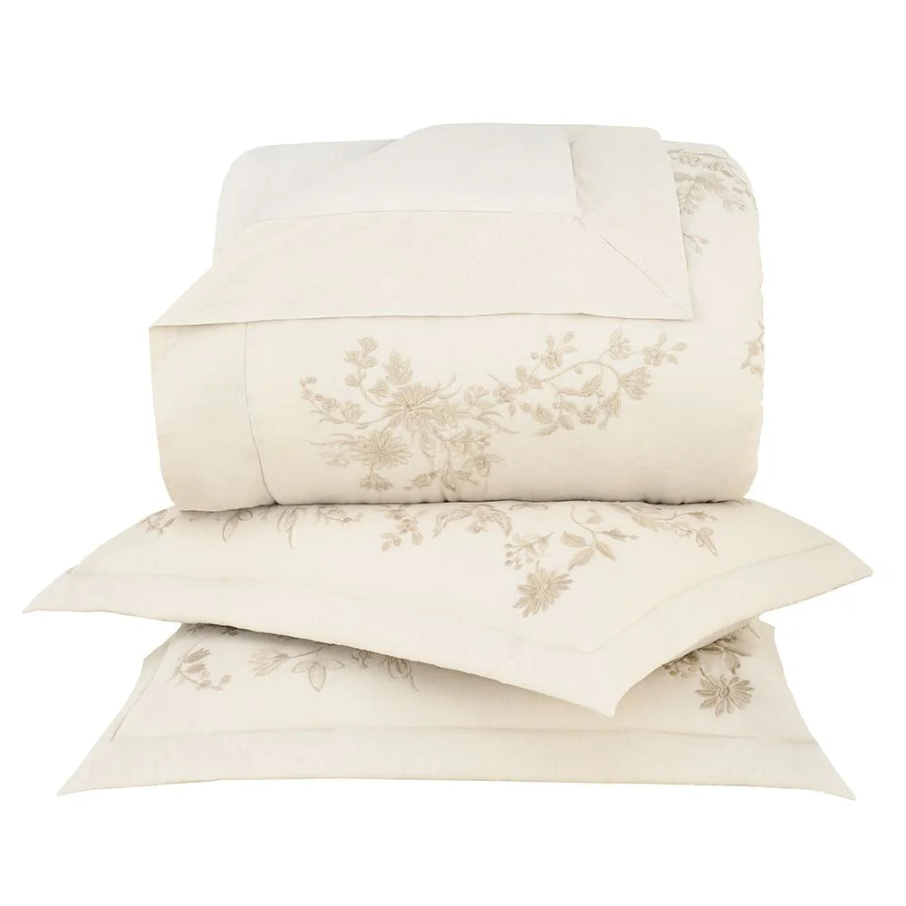 Kit Colcha Buddemeyer Luxus Queen Adeline Amêndoa 55% Linho e 45% Algodão