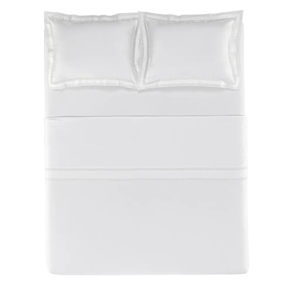 Jogo de cama King 300 fios Cetim Romana Branco
