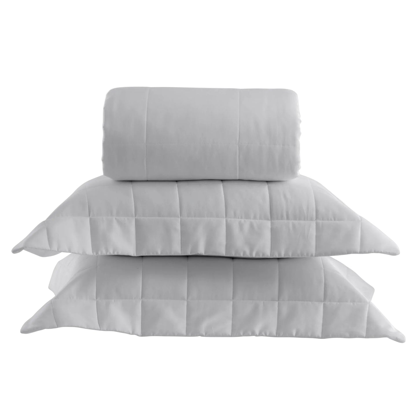 Colcha Super King Kacyumara Satinée Square Prata com 2 Portas Travesseiro 3,15m x 2,60m