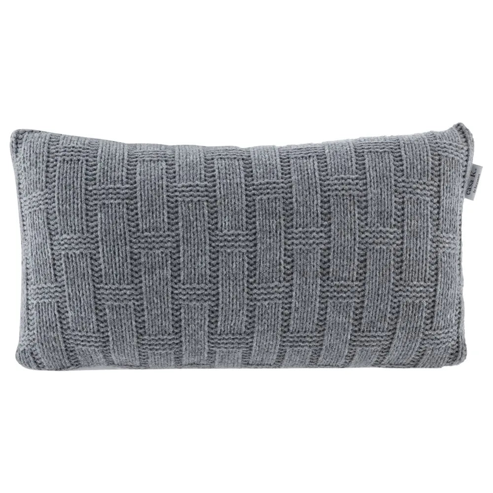 Almofada Rinzeira Kacyumara Tricô Treliça Prata 30x50cm