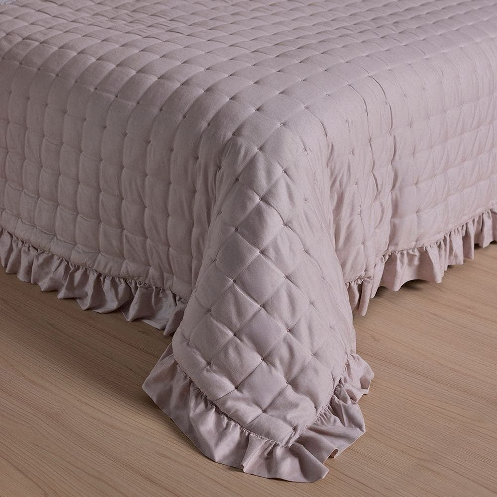 KIT COLCHA QUEEN PETIT POIS ROSA BALLET 2,80X2,60CM