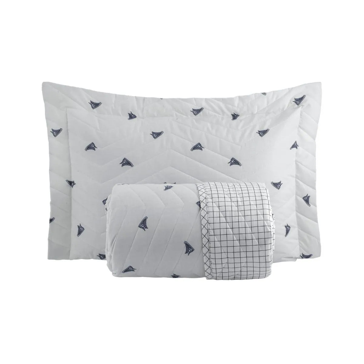 Cobreleito Solteiro Kacyumara Vintage 200 Fios Tenis com 1 Porta Travesseiro 1,80m x 2,40m