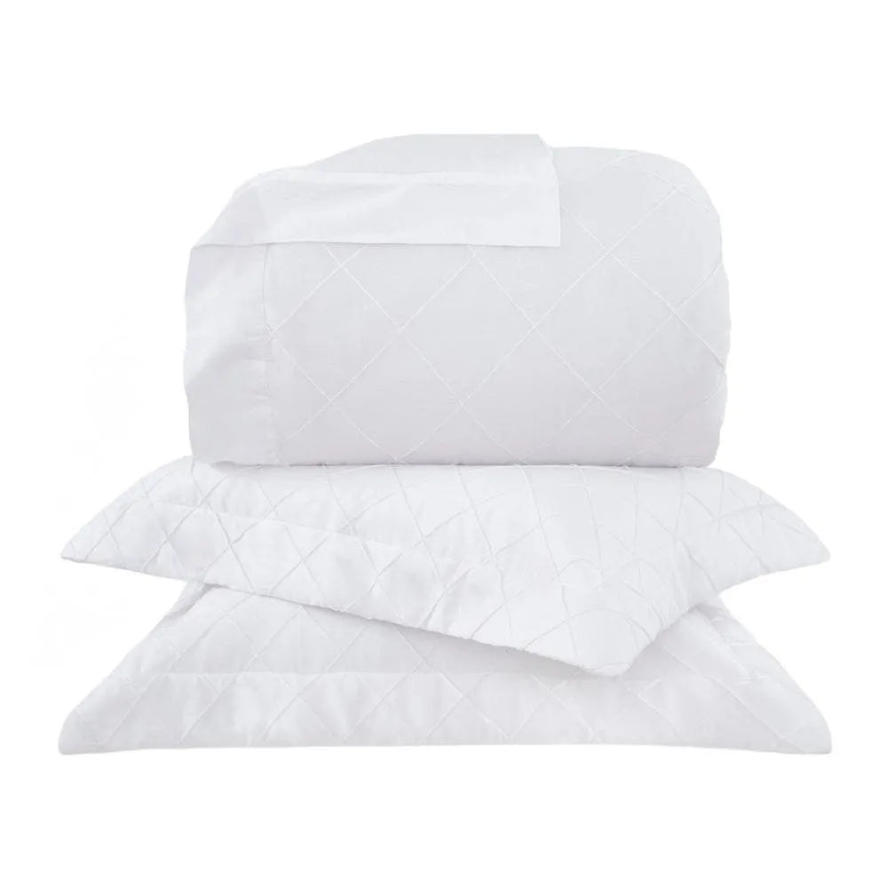 Kit Colcha Super King Buddemeyer Luxus Etienne Cetim 270 Fios 100% Algodão Branco 310x260cm