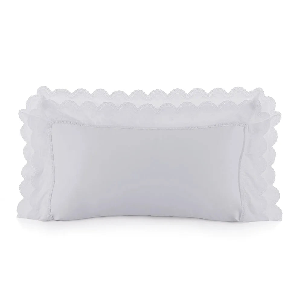 Fronha Trussardi Romanza 300 Fios Cetim 100% Algodão Branco 50x90cm