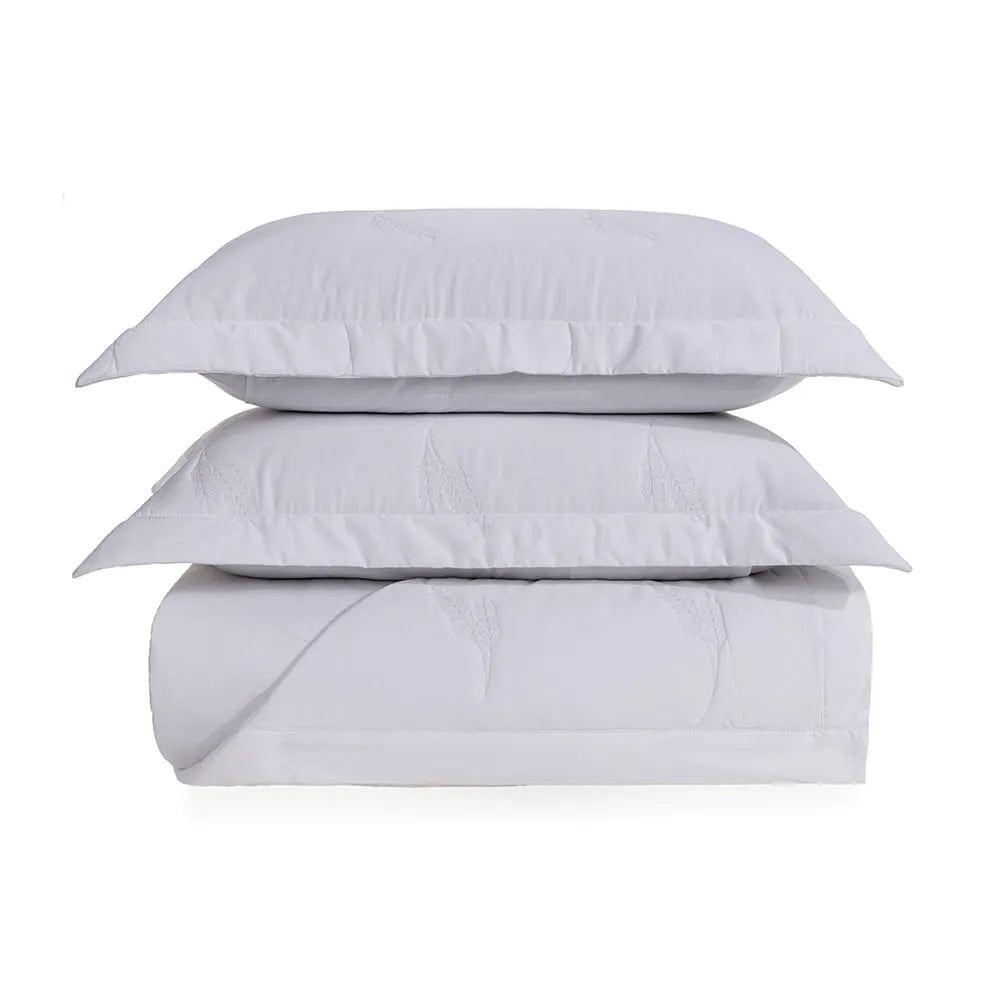 Jogo de Colcha Trussardi King Palma 200 Fios Percal 100% Algodão Branco 290x250cm