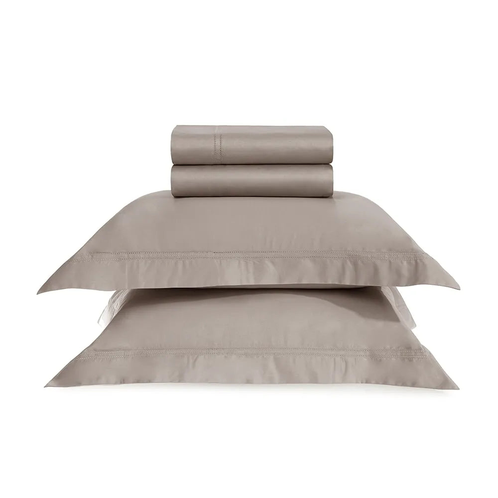 Jogo de Cama Casal Trussardi Galieno 300 Fios 100% Algodão Egípcio Nocciola 2,20m x 2,60m