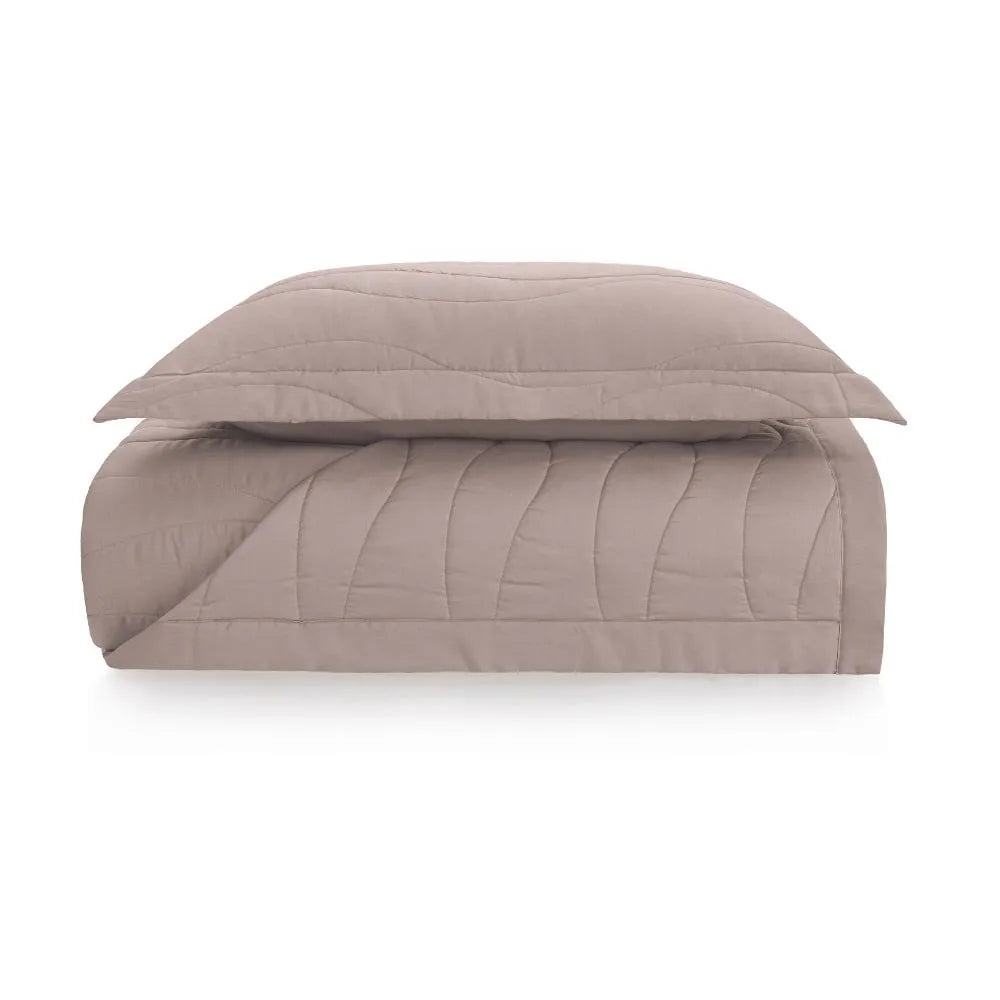 Jogo de Colcha Solteiro Trussardi Novara 300 Fios 100% Algodão Egípcio Nocciola