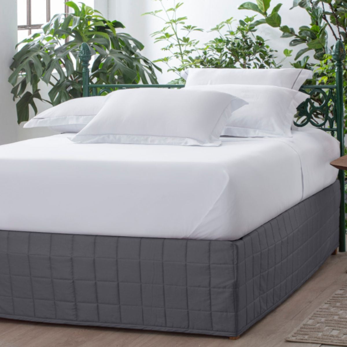 Saia Box Kacyumara Square Solteiro Plus Algodão Egípcio Cor Chumbo