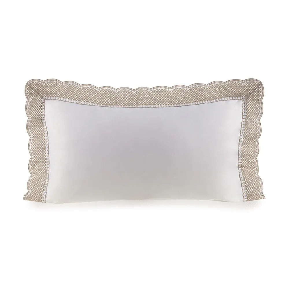Super Fronha Trussardi Martorana 300 Fios 100% Algodão Egípcio Branco/Legno 50x90cm