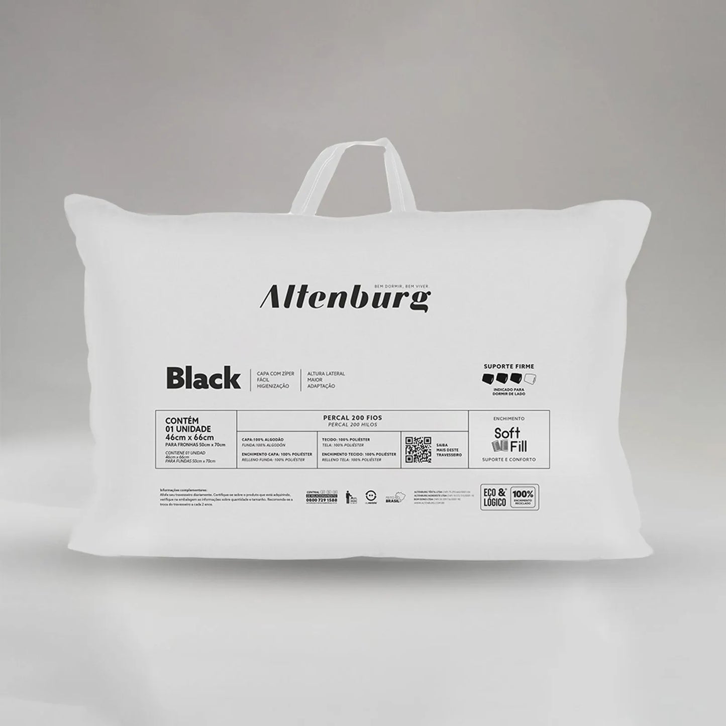 Travesseiro Altenburg Black 46cm x 66cm Branco