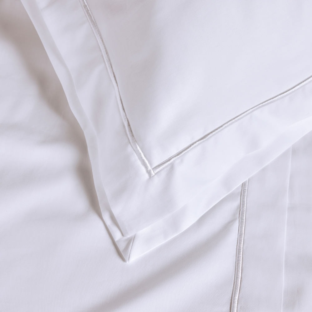 Jogo de Cama Queen 300 fios Doppio Branco Algodão Egipcio Trussardi