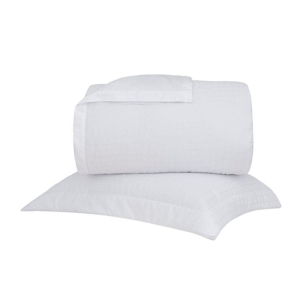 Kit Colcha Buddemeyer Damask Square 2 Peças 300 Fios 100% Algodão Cetim Solteiro Cor Branco