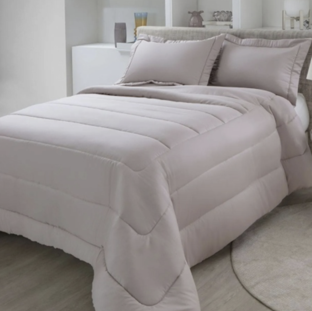 Kit Cobre Leito Colcha Kacyumara Confort Montez 300 Fios 100% Algodão Queen Cor Prata