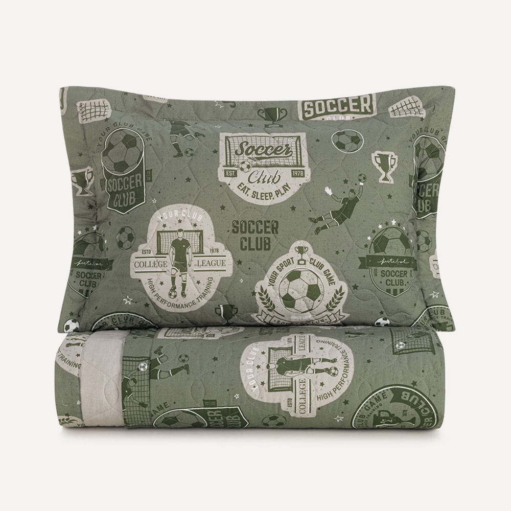 Colcha Infantil Casal com Porta-travesseiros 200 Fios Futebol 100% algodão Karsten