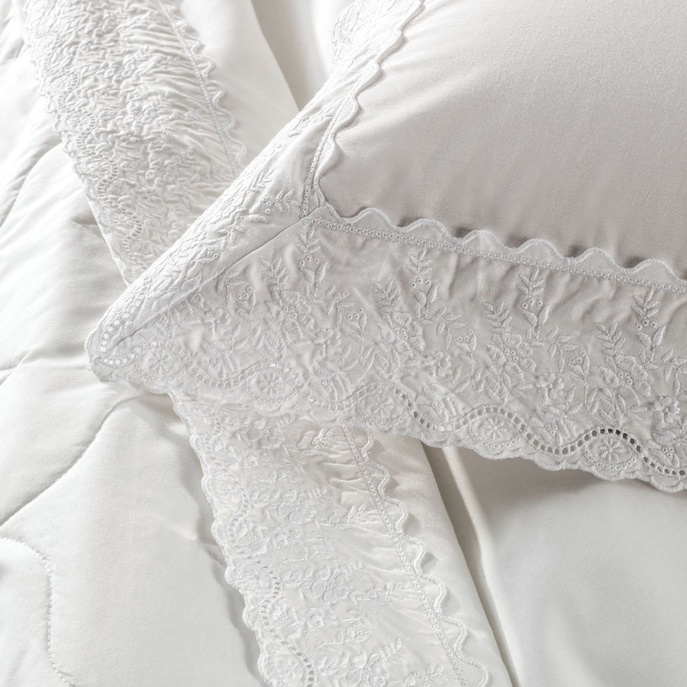 Jogo de Cama King com Capa de Almofada 200 Fios 100% Algodão Antônia Branco