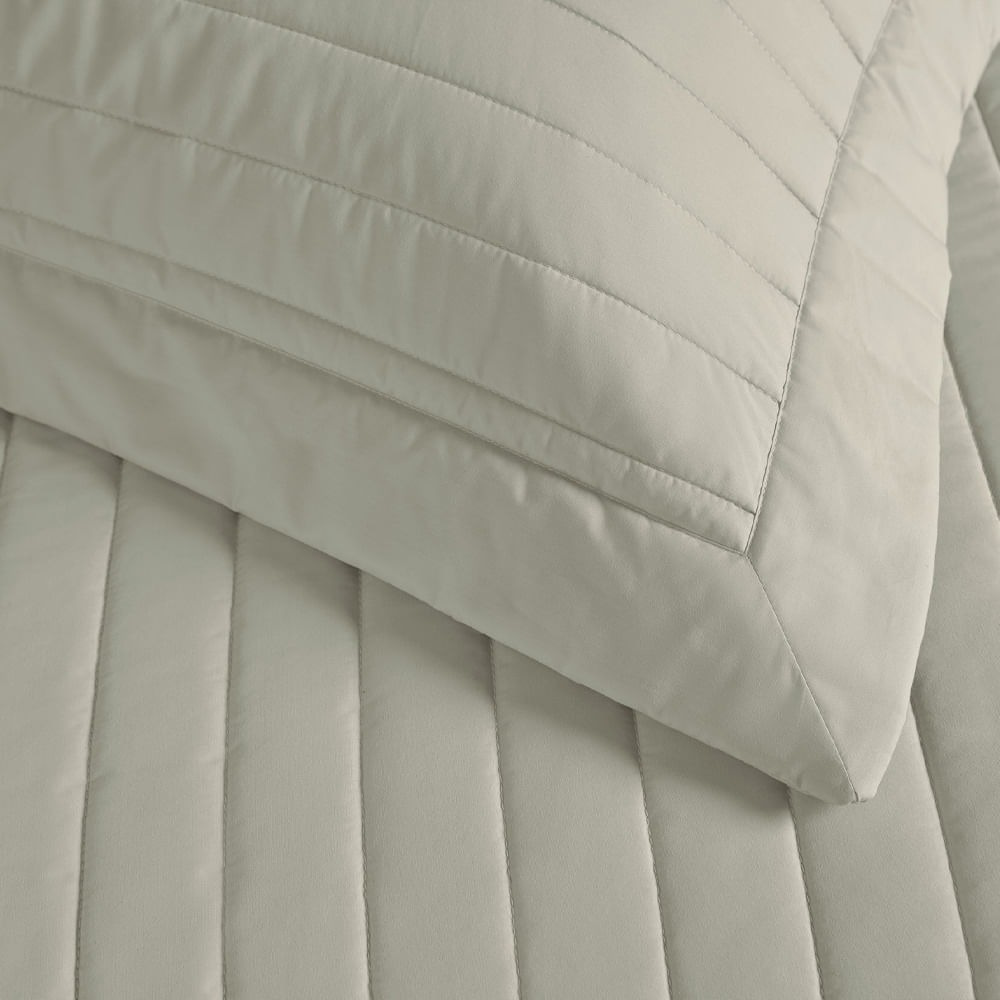 Kit Cobre Leito Colcha Trussardi Monteleone 100% Algodão 240 x 260cm Queen Grigio