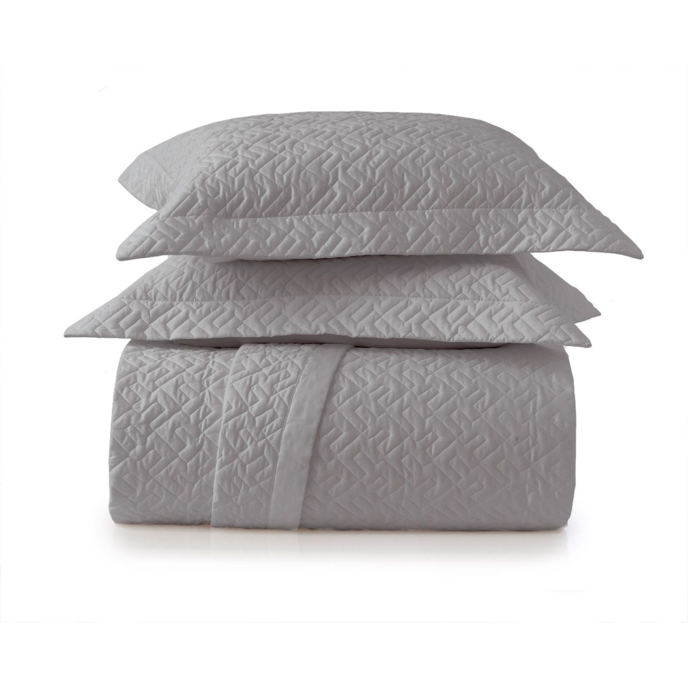 Jogo de Colcha Altenburg Algodão Lux Marche 200 Fios 3 Peças 2,80x2,50m Cor Cinza Inspiração