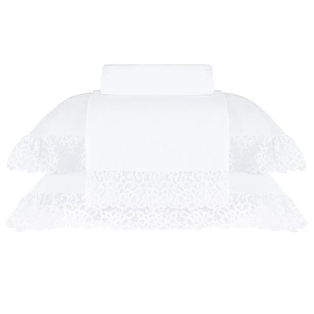 JOGO DE CAMA SUPER KING CAPRI BRANCO C/RENDA BRANCA 2,80X2,80CM