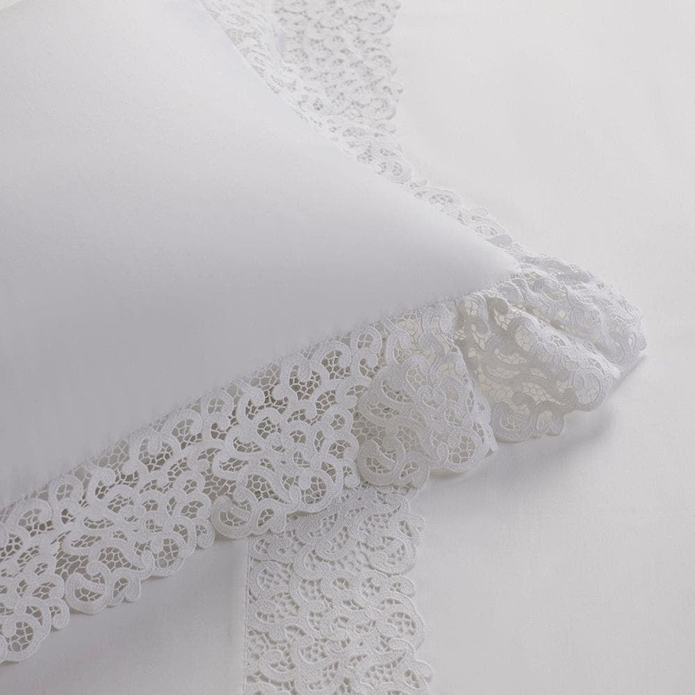 JOGO DE CAMA QUEEN CAPRI BRANCO C/ RENDA BRANCO 2.40X2.80CM