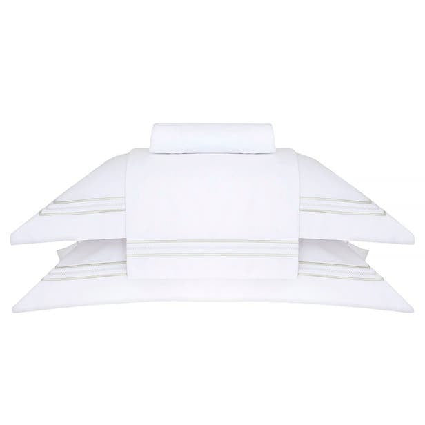 JOGO DE CAMA QUEEN TRENTO BRANCO C/ BORDADO PRATA 2,60X2,90CM