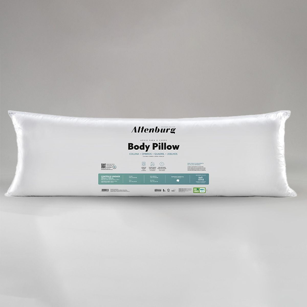 Travesseiro Body Pillow Microfibra 40cm x 1,30m Branco (Sem Fronha)