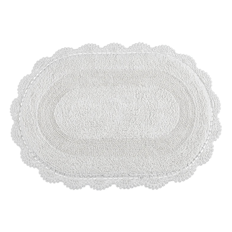Tapete Kacyumara Crochê Oval 50x80cm Branco