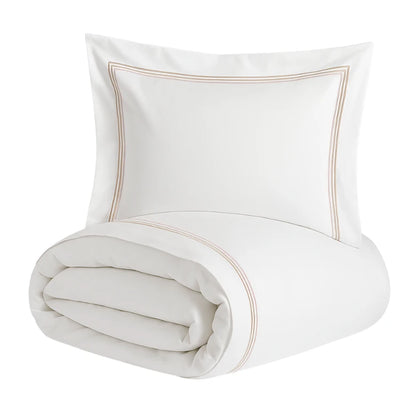 Jogo Duvet Kacyumara Fiji Super King Branco/Rose 100% Algodão Percal de 300 Fios