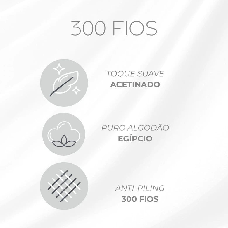 Jogo Duvet Kacyumara Fiji Super King Branco/Rose 100% Algodão Percal de 300 Fios