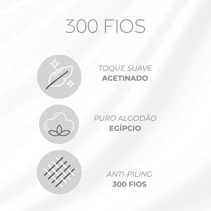 Jogo Duvet Kacyumara Taiti Super King GreenJoy 300 fios 100% Algodão Egípcio