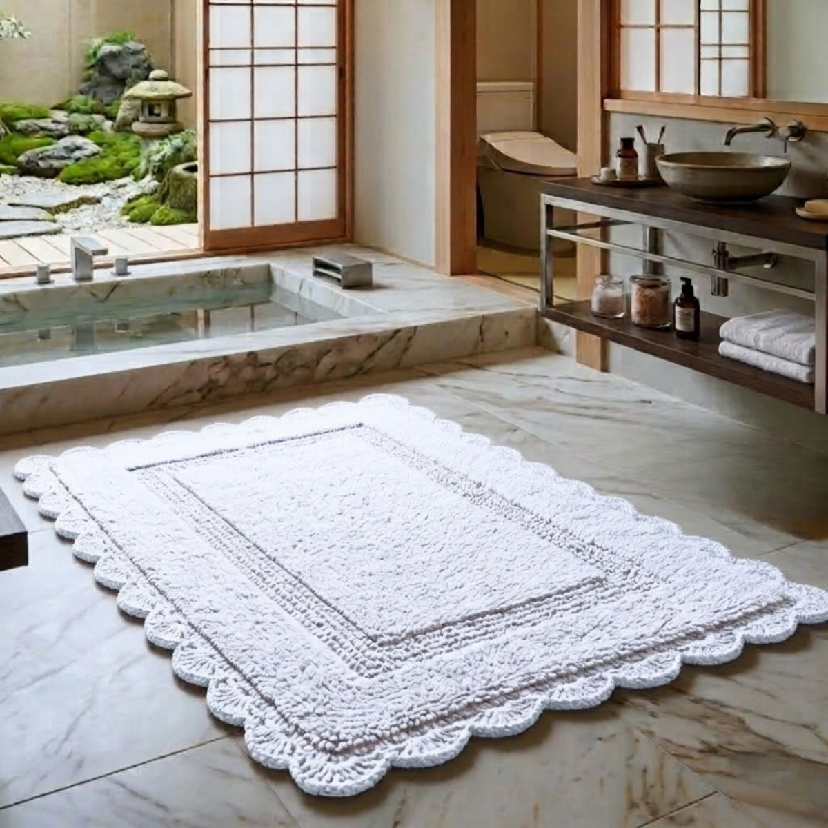 Tapete Kacyumara Crochê Retangular 60x1,20m Branco