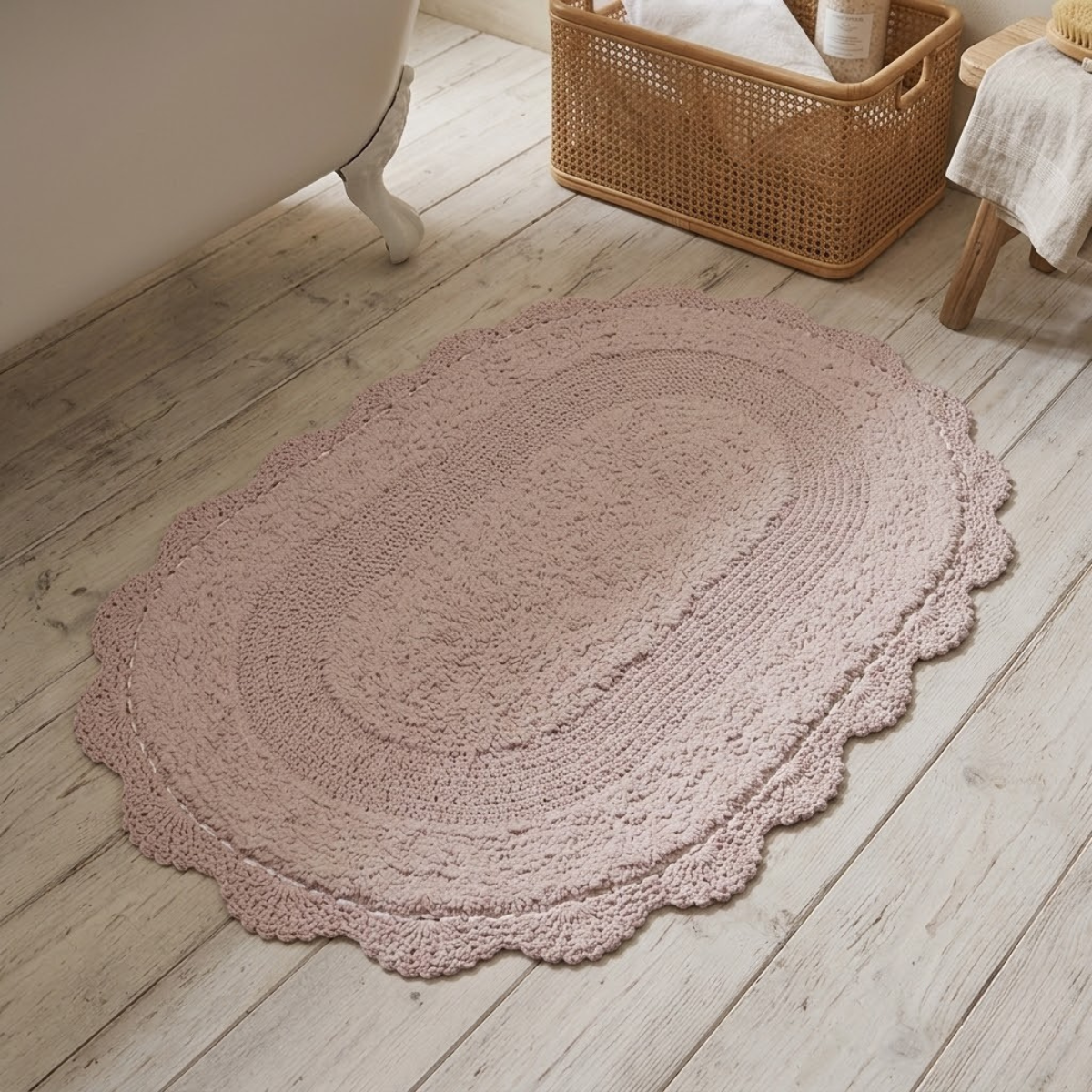 Tapete Kacyumara Crochê Oval 50x80cm Inrose