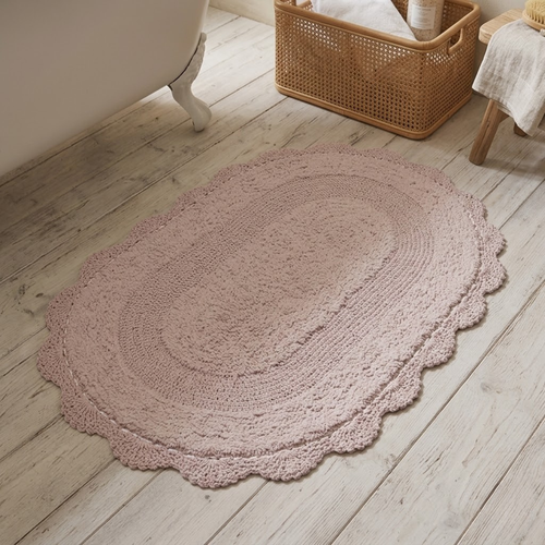 Tapete Kacyumara Crochê Oval 50x80cm Inrose