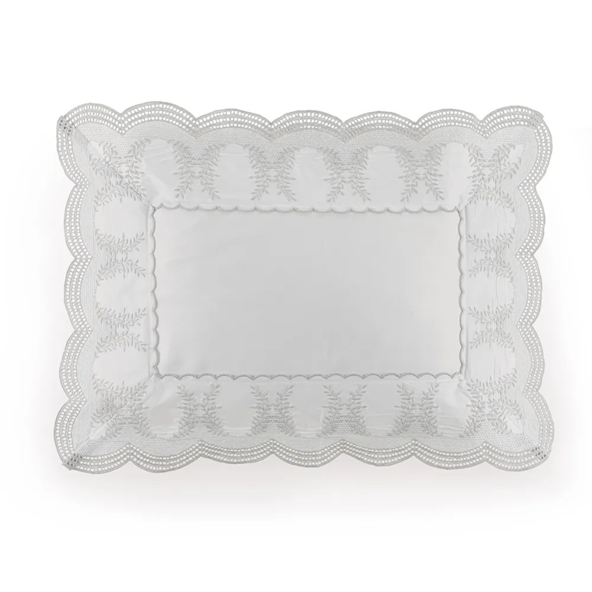 Almofada 600 fios Cetim Laurea Branco/Platino 30cm x 40cm