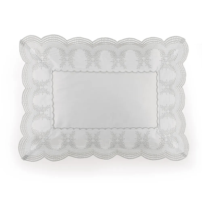 Almofada 600 fios Cetim Laurea Branco/Platino 30cm x 40cm