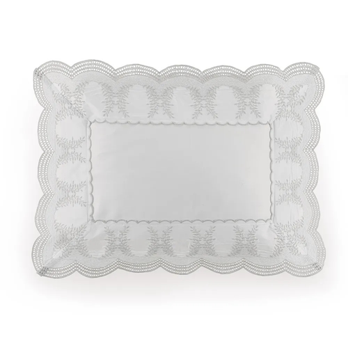 Almofada 600 fios Cetim Laurea Branco/Platino 30cm x 40cm