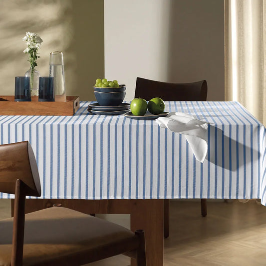 Toalha de Mesa Retangular Karsten Zaira Branco/Azul 1,60x2,20m