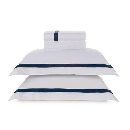 Jogo de Cama Queen 300 Fios Vercelli Branco/Azul Siciliano