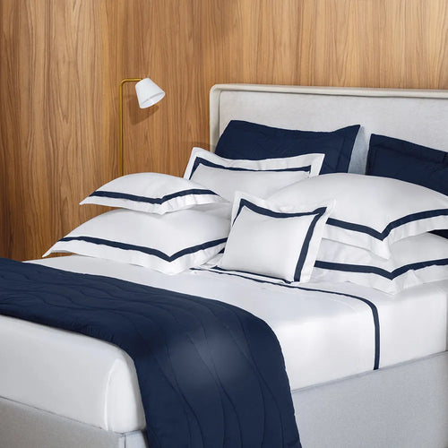 Jogo de Cama Queen 300 Fios Vercelli Branco/Azul Siciliano