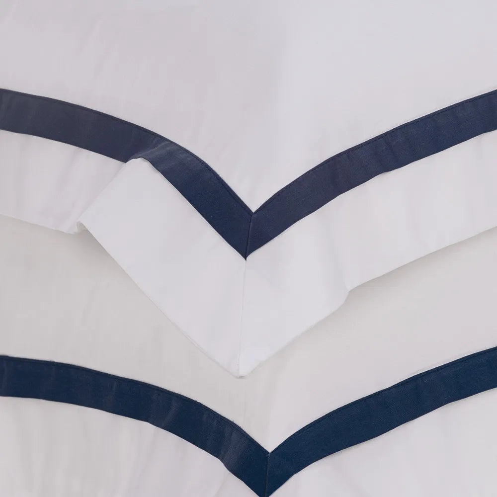 Jogo de Cama Queen 300 Fios Vercelli Branco/Azul Siciliano