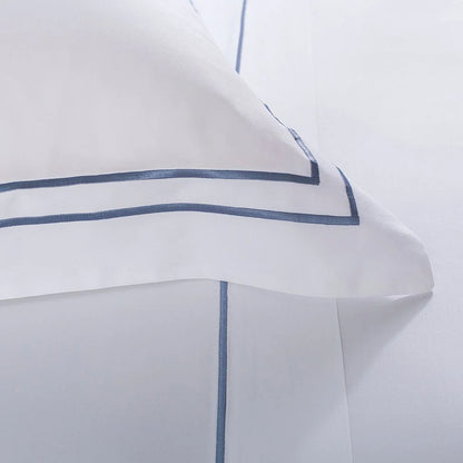 Jogo de Cama Buddemeyer Sublime Casal Branco c/ Ponto cheio Azul marinho