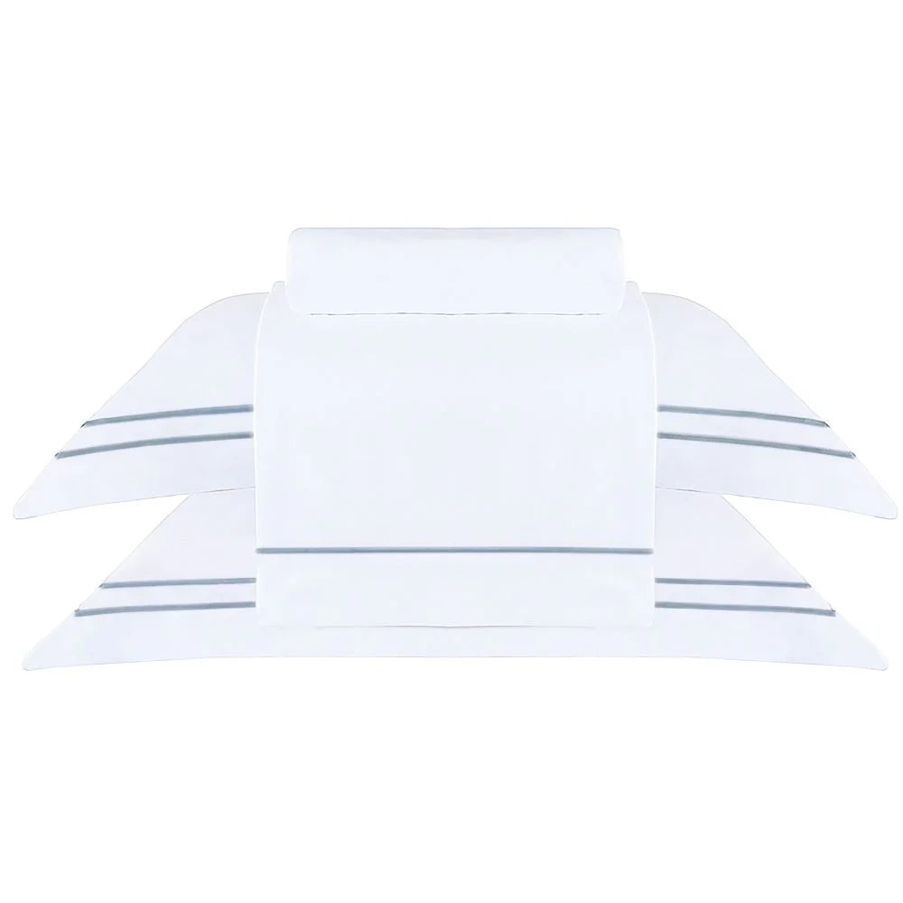 Jogo de Cama Buddemeyer Sublime Casal Branco c/ Ponto cheio Azul marinho