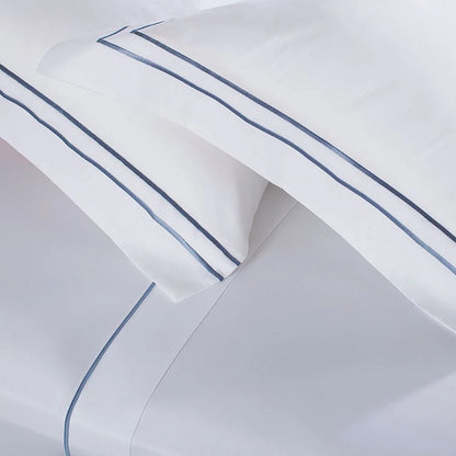Jogo de Cama Buddemeyer Sublime Casal Branco c/ Ponto cheio Azul marinho