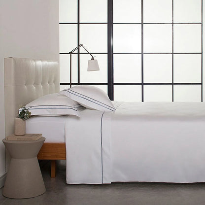 Jogo de Cama Buddemeyer Sublime Casal Branco c/ Ponto cheio Azul marinho