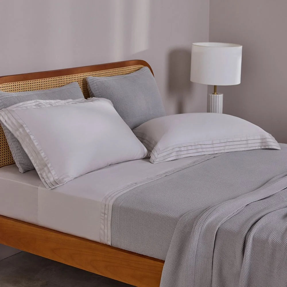 Colcha Buddemeyer Luxus Tricot Turim 100% Algodão Queen Cinza