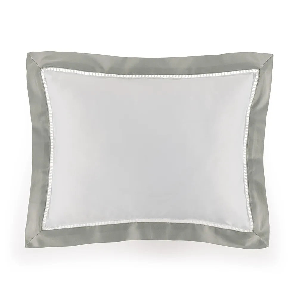 Almofada 600 fios Cetim Pariolli Branco/Platino 30cm X 40cm
