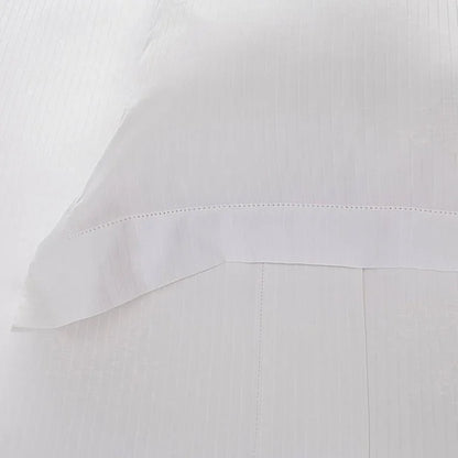 Jogo de Cama  Buddemeyer Damask Stripes Solteiro Branco 100% Algodão Fio Penteado Cetim 300 Fios