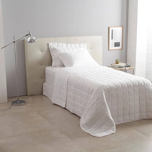 Jogo de Cama  Buddemeyer Damask Stripes Solteiro Branco 100% Algodão Fio Penteado Cetim 300 Fios