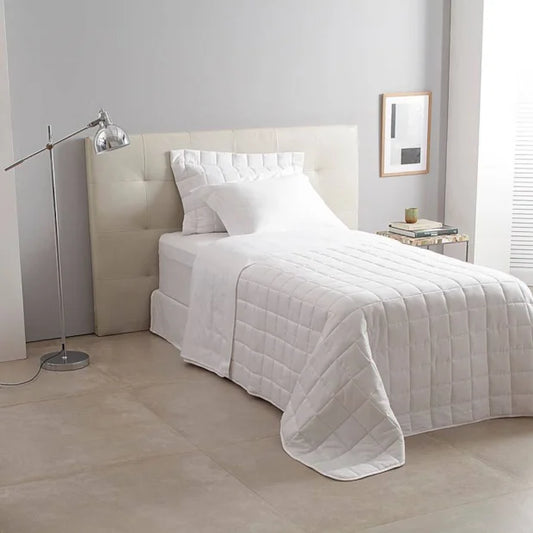 Jogo de Cama  Buddemeyer Damask Stripes Solteiro Branco 100% Algodão Fio Penteado Cetim 300 Fios