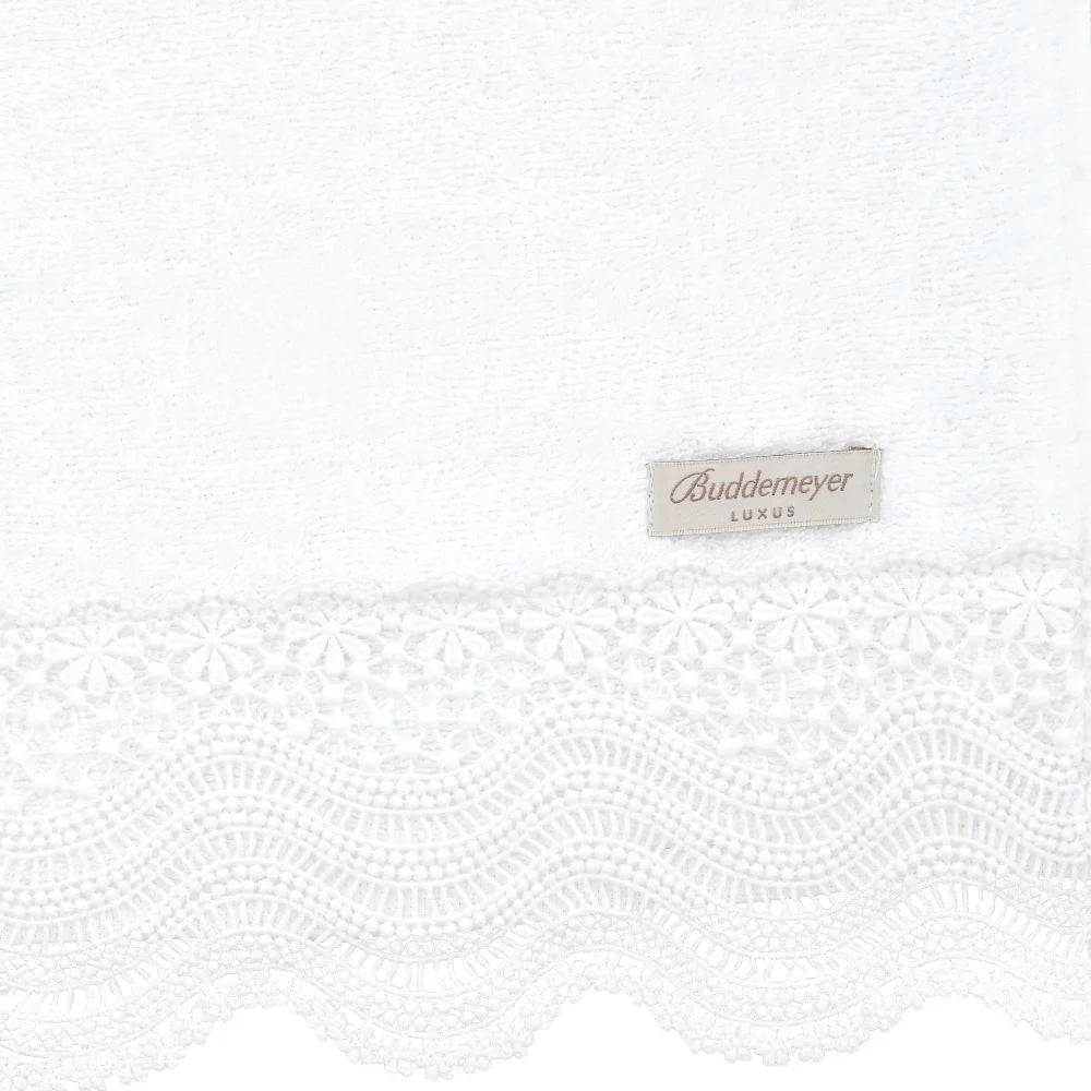 Toalha Lavabo Buddemeyer Luxus Margot 100% algodão Branco com Renda Branco 30x50cm
