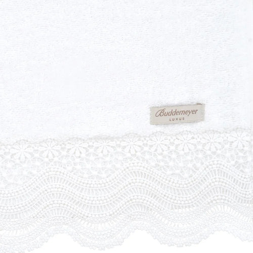 Toalha de Rosto Buddemeyer Luxus Margot 100% algodão Branco com Renda Branco 48x90cm